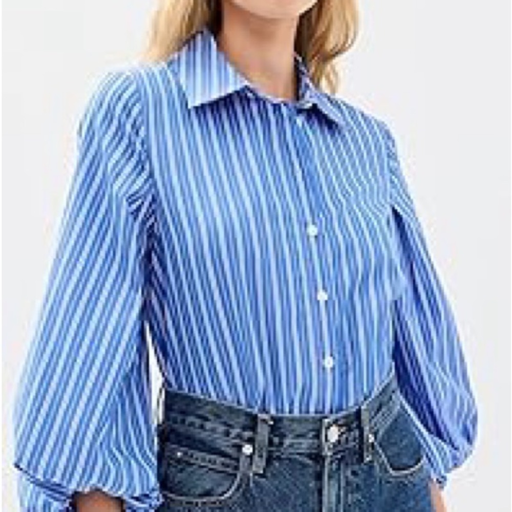 Tanya Taylor Blouson Sleeved Button Down Size L NWOT